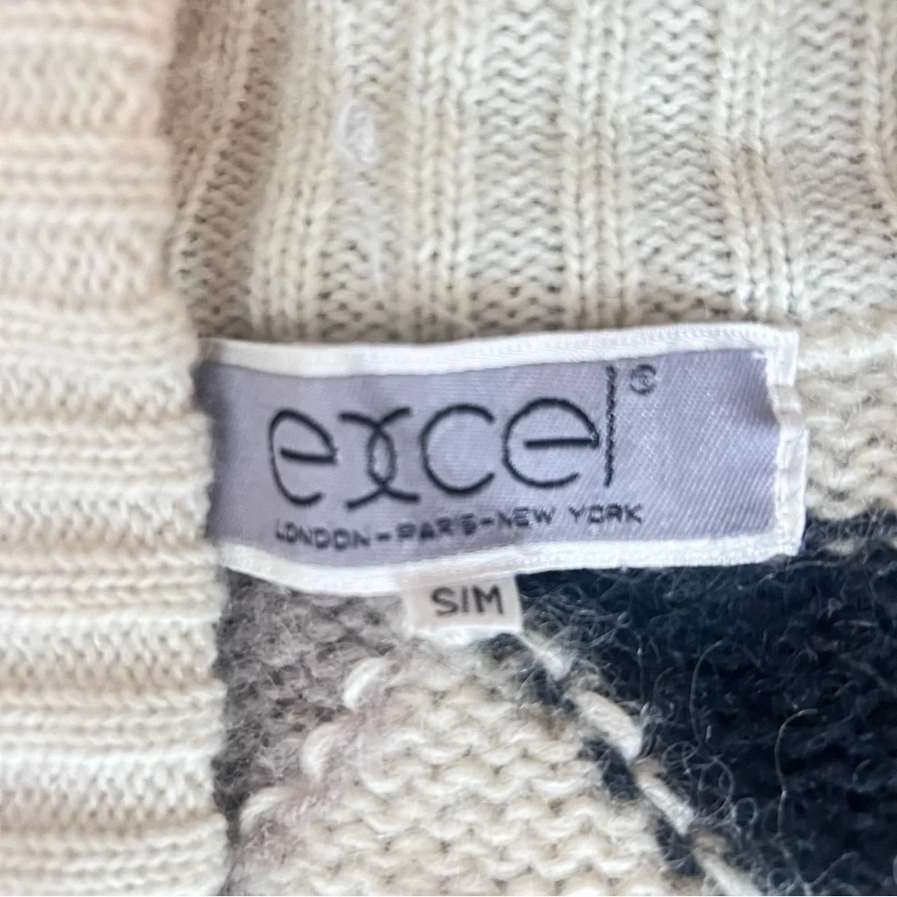 Oversized Vintage Cocoon Mohair Blend Geometric Patterned Women's Sweater S/M